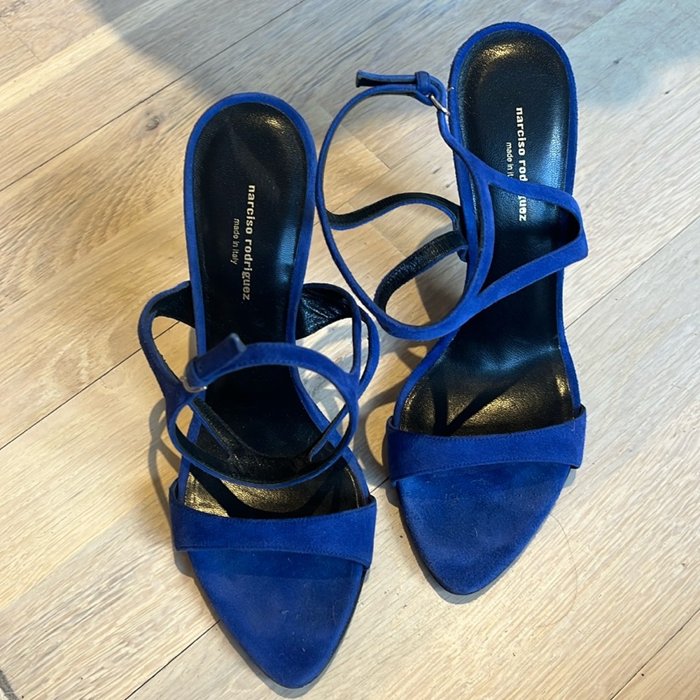 Narciso Rodriguez Blue Suede Strap Sandals